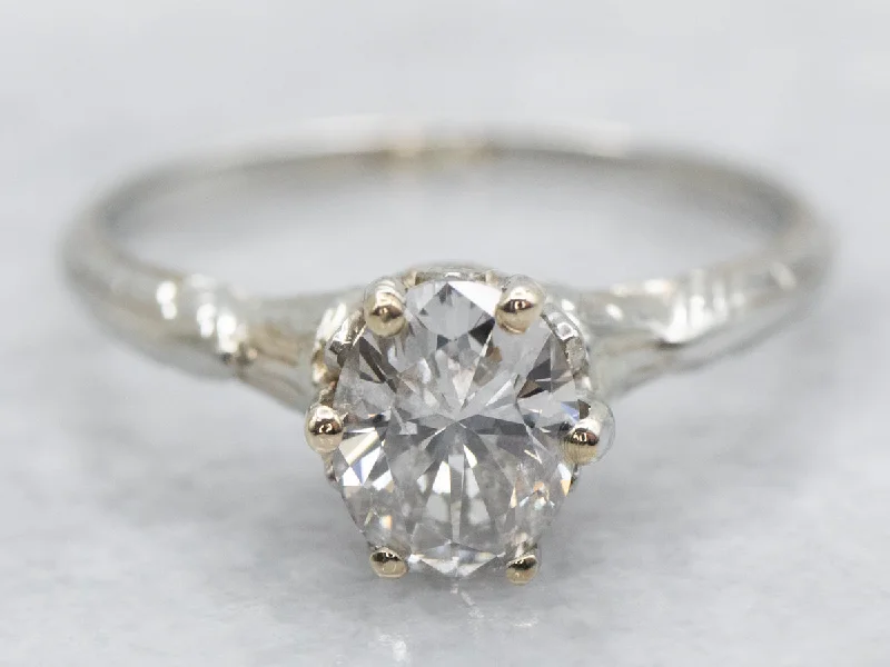 Ladies Straight Band Engagement Rings -Diamond Solitaire Engagement Ring