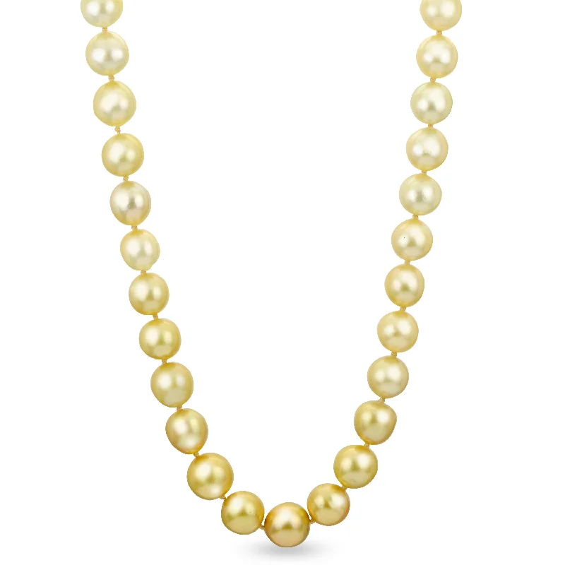 Ladies Necklaces with Plum Axinite-14KT Yellow Gold Golden South Sea Pearl Necklace