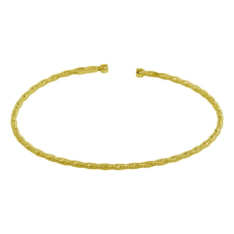 Ladies Bracelets for Student Glow-Gold Plated 925 Sterling Silver Twisted Thin Rope Bangles - ARB00034GP