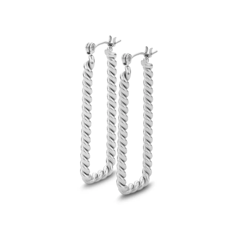 Ladies Halo Accent Rings -Rope earring silver