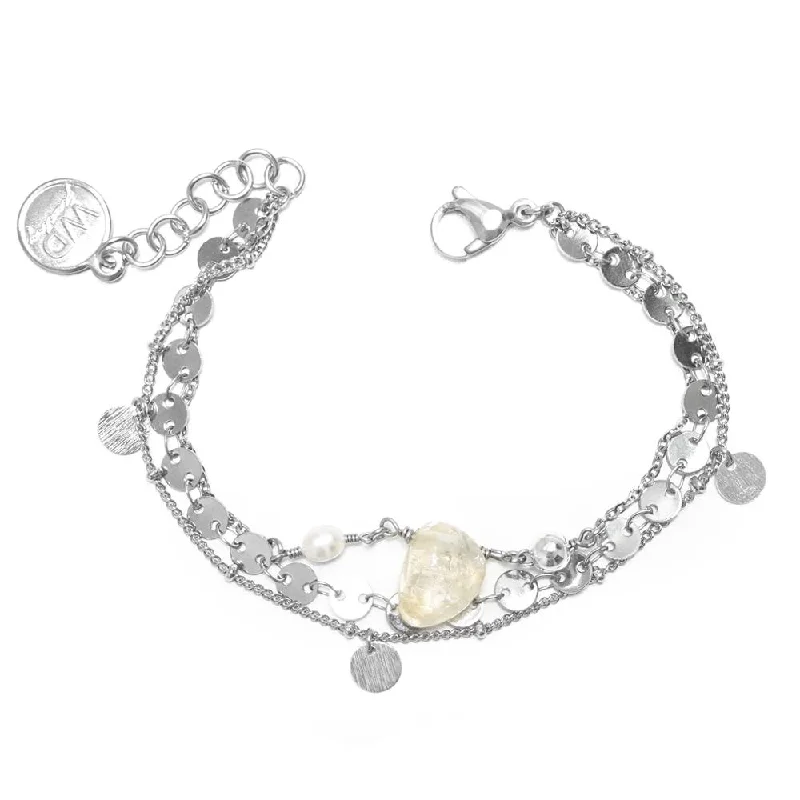 Ladies Bracelets with Gold Fibrolite-Satin Silver Bracelet