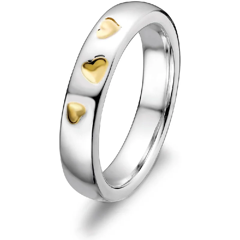 Ladies Wood Inlay Rings -Sterling Silver and 14K Gold Mix Promise Ring ULS-15809