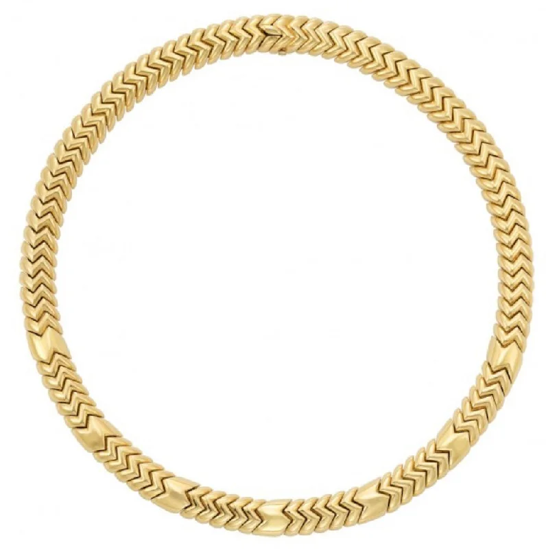 Ladies Necklaces with Sun Glow-Bulgari Gold Spiga Necklace