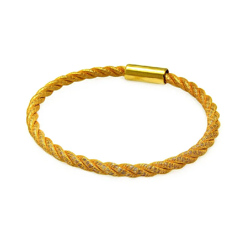 Ladies Bracelets Flex Shine-Silver 925 Gold Plated Rope Italian Bracelet - ITB00086GP