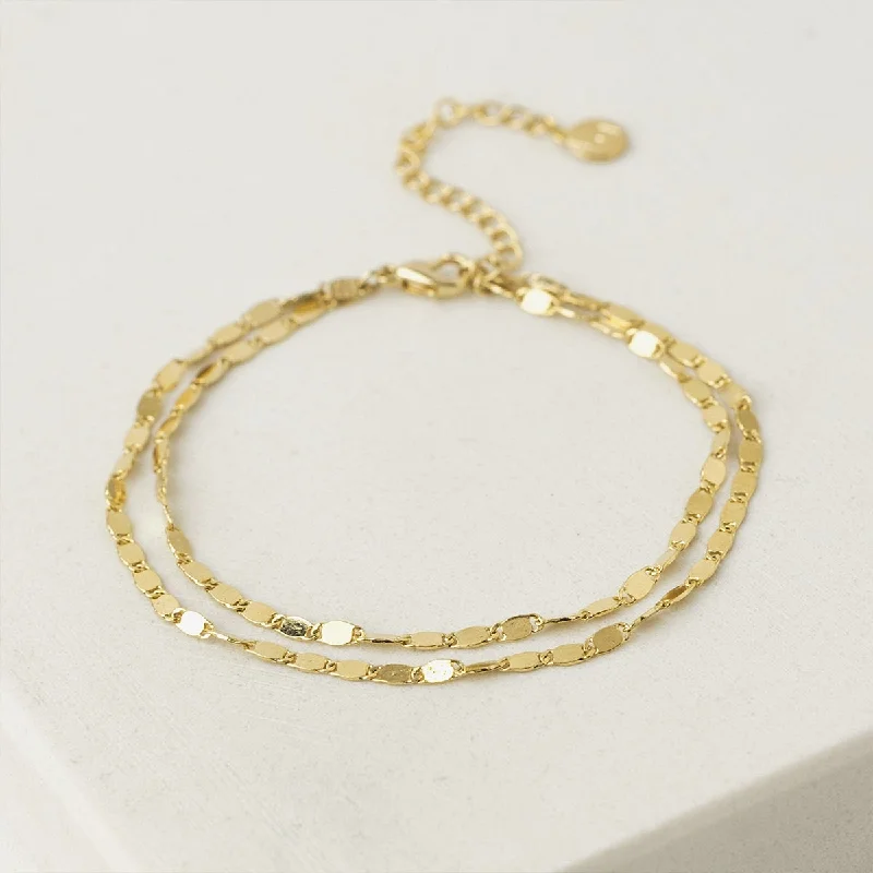 Ladies Bracelets with Cross Spark-Gold Plated Cleo Double Bracelet