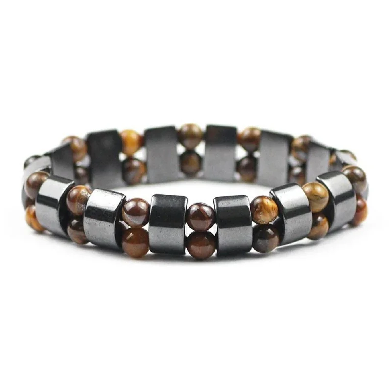 Ladies Bracelets with Yellow Sanidine-Hematite Tiger's Eye Stone Charm Bracelet