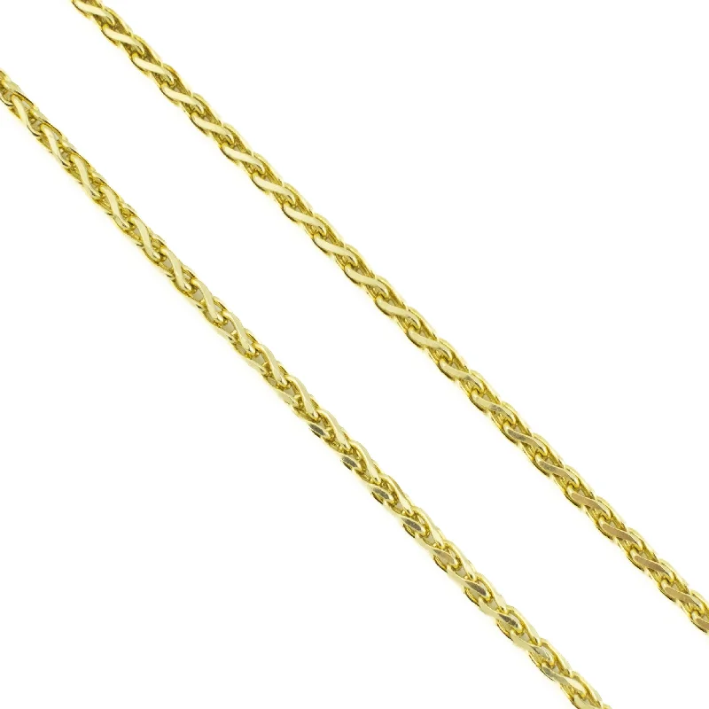 Ladies Necklaces with White Muscovite-2mm Wide Wheat Link 18" Chain Necklace in 14K Yellow Gold - 9.1 Grams