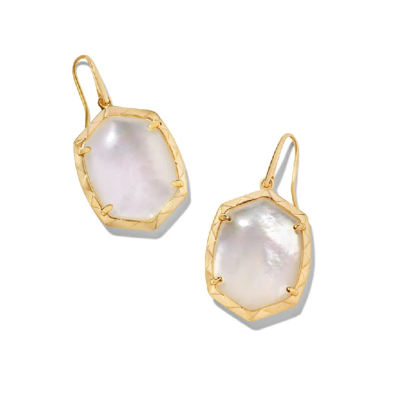 Ladies Compass Charm Earrings -Kendra Scott : Daphne Gold Drop Earrings in Ivory Mother-of-Pearl