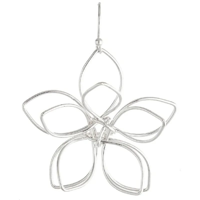 Ladies Best Friend Earrings -Rain : 3D Silver Flower Earring