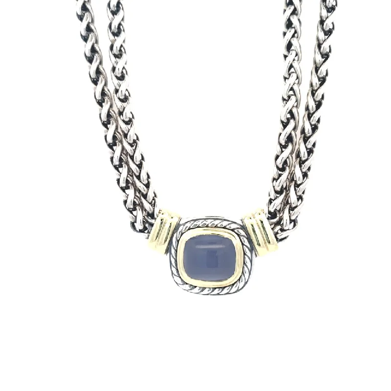 Ladies Necklaces for Dance Shine-Estate Chalcedony Necklace in Two-Tone Gold by David Yurman