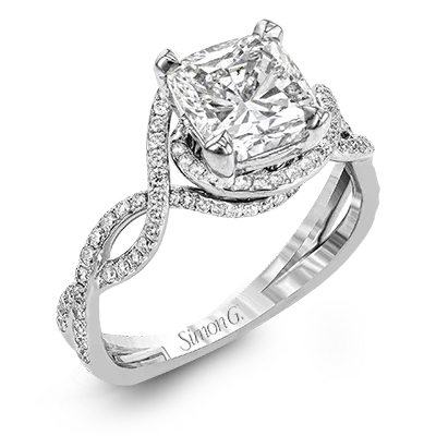 Ladies Spinner Engagement Rings -Princess-Cut Criss-Cross Engagement Ring In 18k Gold With Diamonds LP2304-PC