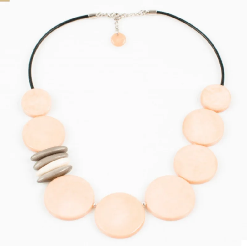 Ladies Necklaces with Green Diopside-Tagua MAITE Pale Peach Necklace