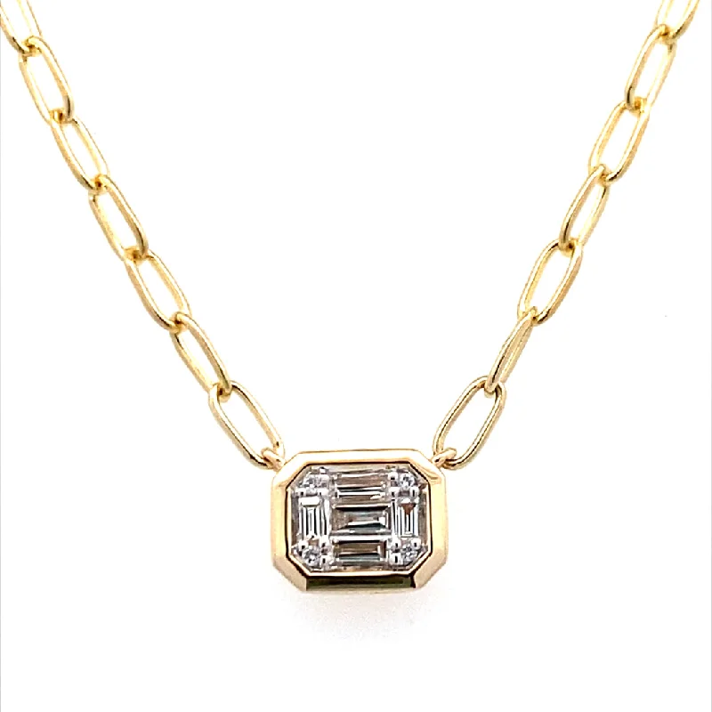 Ladies Necklaces with Wave Spark-Mosaic Diamond Necklace in Yellow  Gold by Allison Kaufman