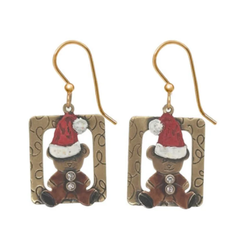 Ladies Celtic Knot Earrings -Silver Forest Earrings Teddy Bear in Santa Hat