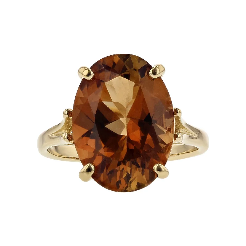 Ladies Professional Rings -14K Yellow Gold Oval Orange Citrine Ring