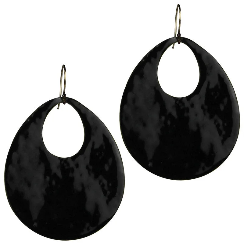 Ladies Dragon Claw Rings -Donte Earring, Teardrop Cut Out Black Enamel - Large