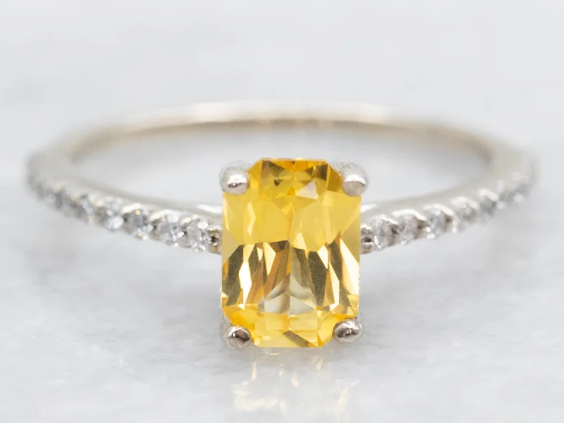 Ladies Playful Engagement Rings -Modern Yellow Sapphire and Diamond Engagement Ring