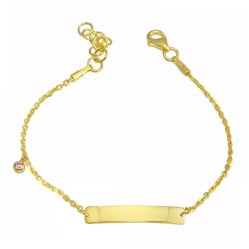 Ladies Bracelets for Doctor Glow-Gold Plated 925 Sterling Silver Pink CZ Baby ID Bracelet - DIB00076GP