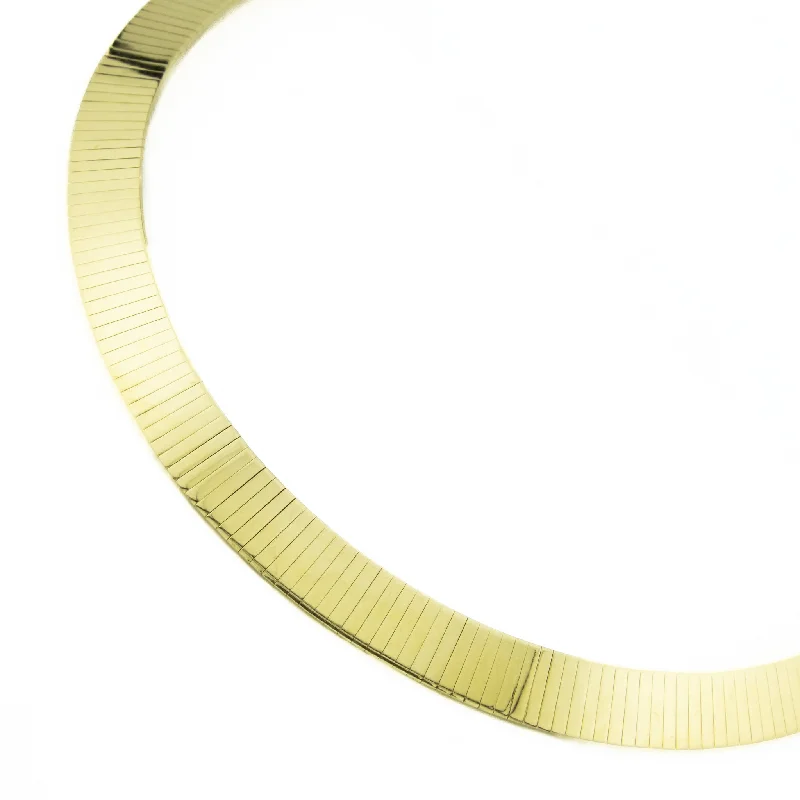 Ladies Necklaces for Engineer Shine-10mm Wide Omega Link 16" Chain Necklace in 14K Yellow Gold - 63.4 Grams