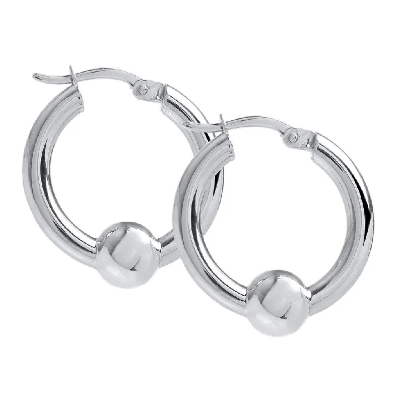 Ladies Ruby Gem Earrings -LeStage® Cape Cod : Medium Hoop Earrings in Sterling Silver