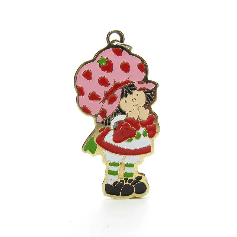 Ladies Necklaces Long Glow-Strawberry Shortcake Gold Enamel Pendant Charm for Necklace or Bracelet