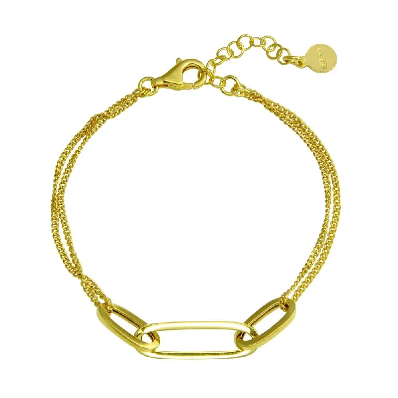 Ladies Bracelets with Amber Scapolite-Gold Plated 925 Sterling Silver Paperclip Design Chain Bracelet - ITB00323-GP