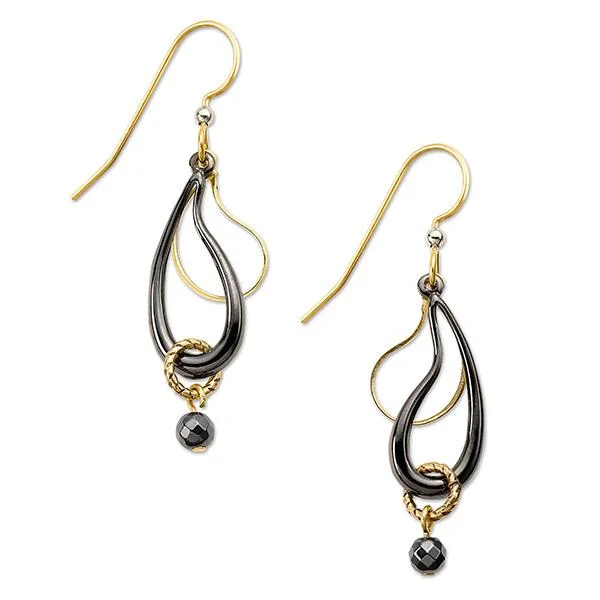 Ladies Even Balance Earrings -Silver Forest Earrings Gold Black Free Form Mixed Metal Layers