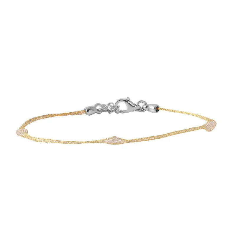 Ladies Bracelets for Evening Shine-Silver 925 Gold Plated Mesh Embedded Thin CZ Italian Bracelet - ECB00091Y