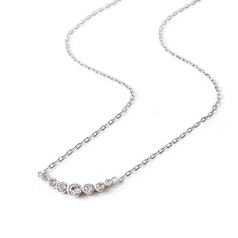 Ladies Necklaces with Blue Jeremejevite-Crystal Curved Bar Necklace