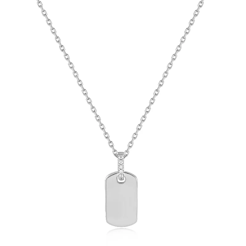 Ladies Necklaces with Bold Gems-DogTag Necklace in SIlver by Ania Haie