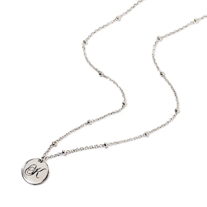 Ladies Necklaces for Grad Spark-Initial Disc Bead Chain Necklace