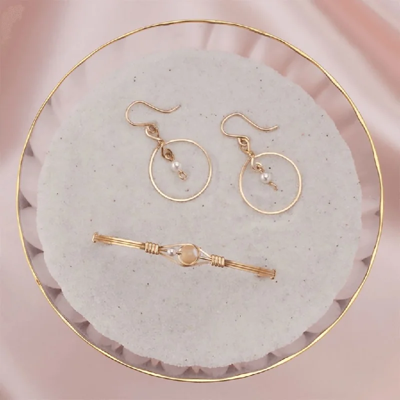 Ladies Rose Gold Hoop Earrings -Ronaldo Jewelry : Always By My Side™ Bracelet & Earring Set