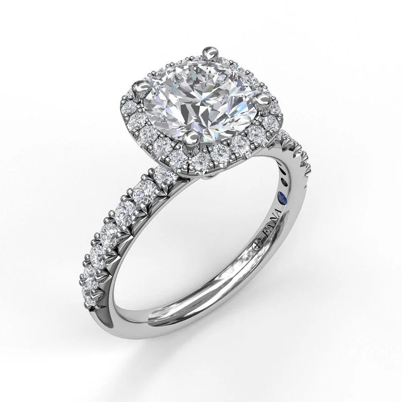 Ladies Couple Engagement Rings -Classic Diamond Halo Engagement Ring with a Gorgeous Side Profile S3819