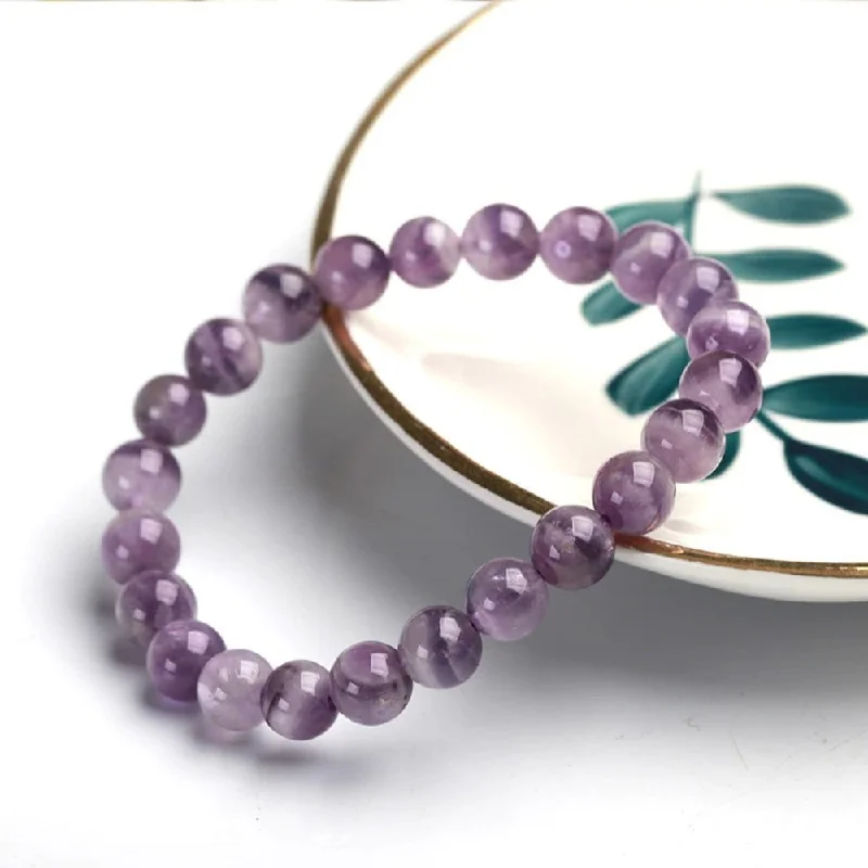 Ladies Bracelets with Oval Glow-Amethyst Bead Bracelet