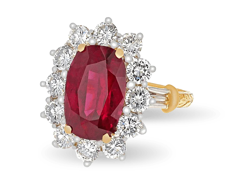 Cushion-Cut Ruby Ring, 5.82 Carats