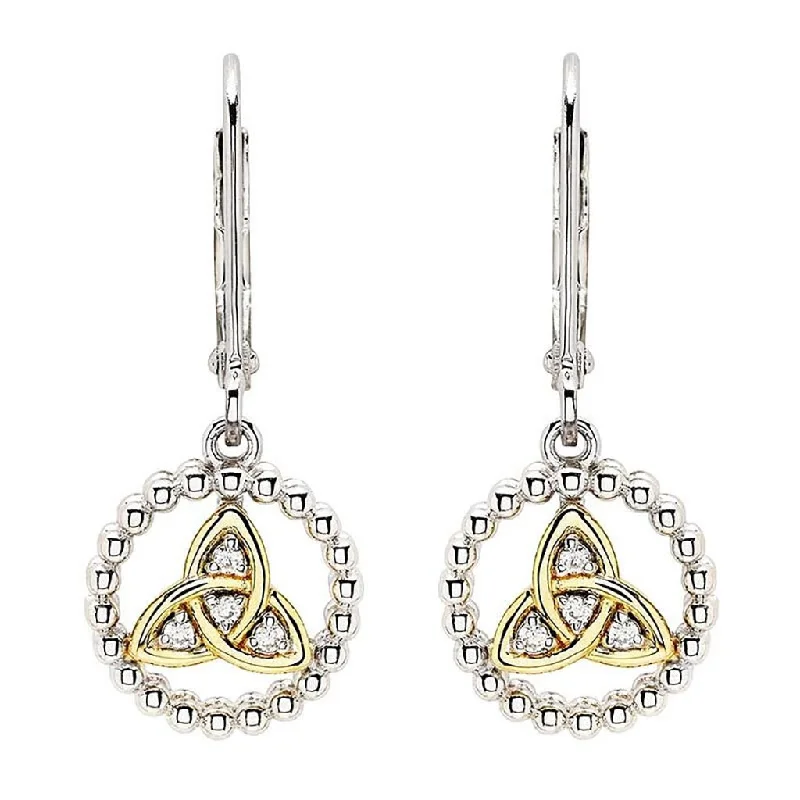 Ladies Sun Glow Earrings -Shanore : Sterling Silver CZ Trinity Drop Earrings