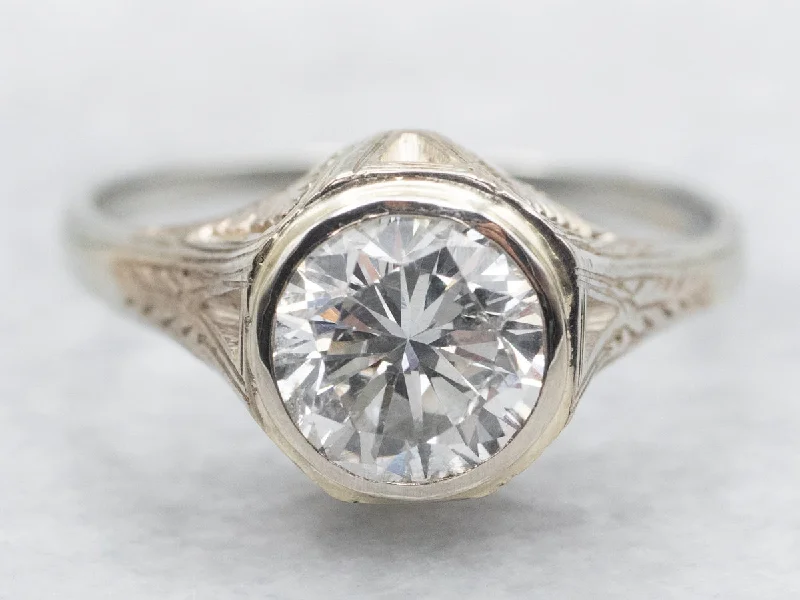 Ladies Dragon Engagement Rings -1920's Art Deco Diamond Solitaire Engagement Ring