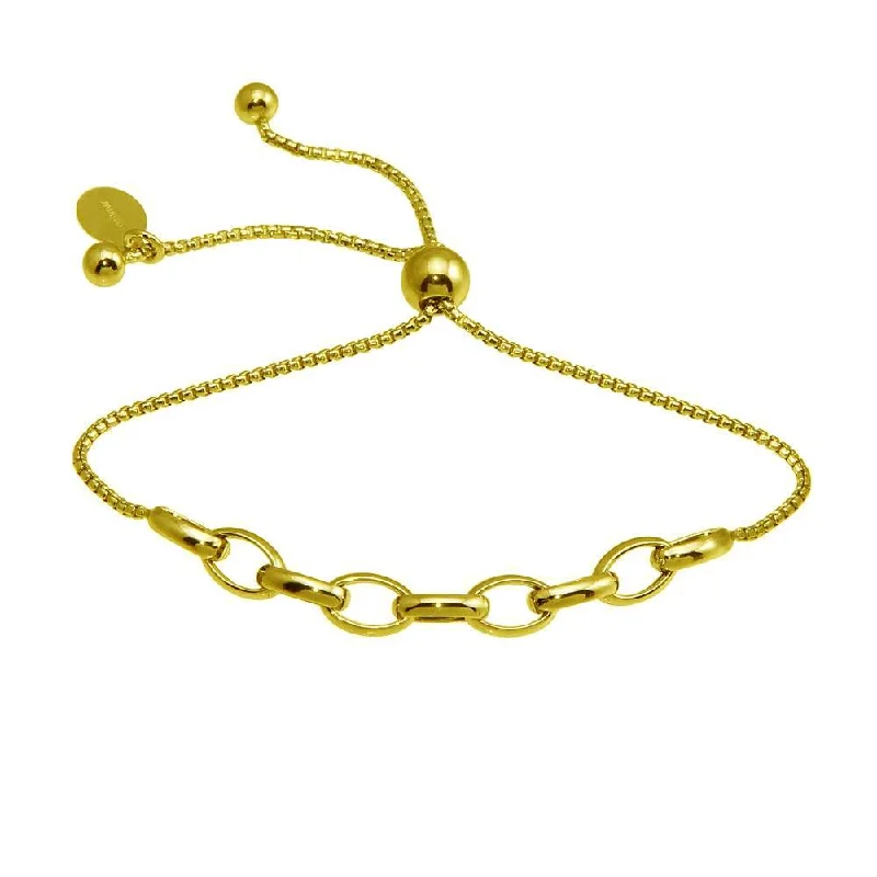 Ladies Bracelets Infinite Shine-Gold Plated 925 Sterling Silver Link Lariat Bracelet - ITB00318-GP