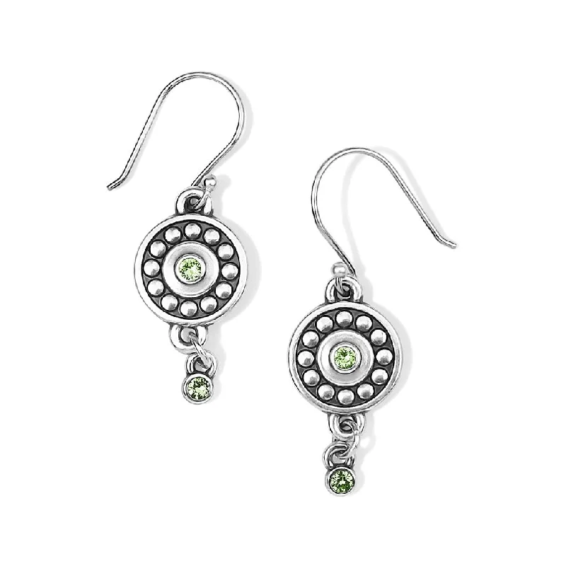 Ladies Moonlit Glow Earrings -Brighton : Pebble Dot Medali Reversible French Wire Earrings in Peridot (August)