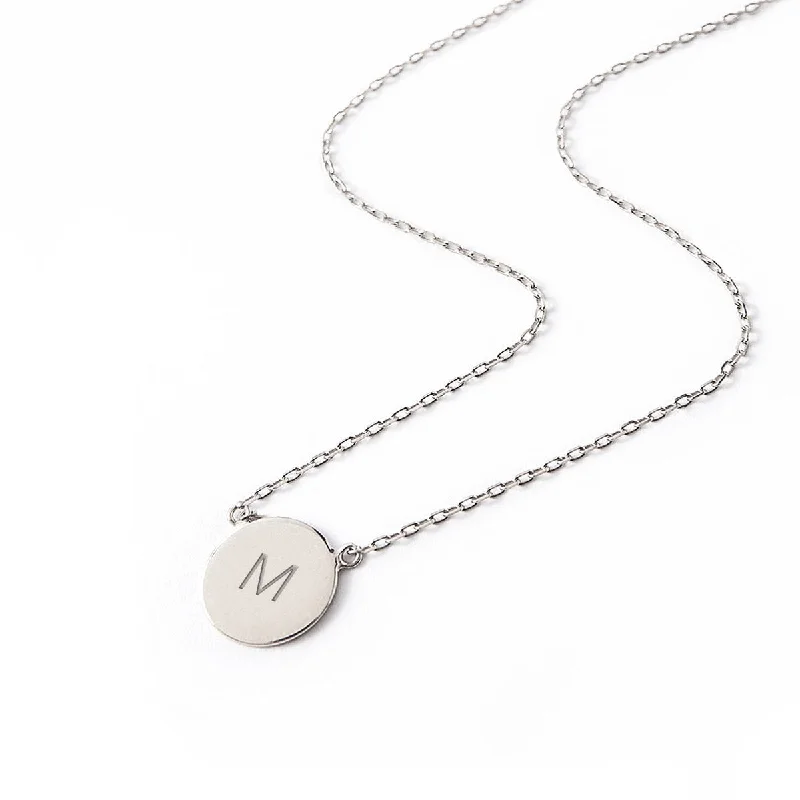 Ladies Necklaces with Striped Agate-Initial Disc Necklace