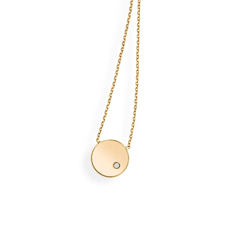 Ladies Necklaces with Yellow Heliodor-14K Gold Polished SOHO Disc Diamond Necklace