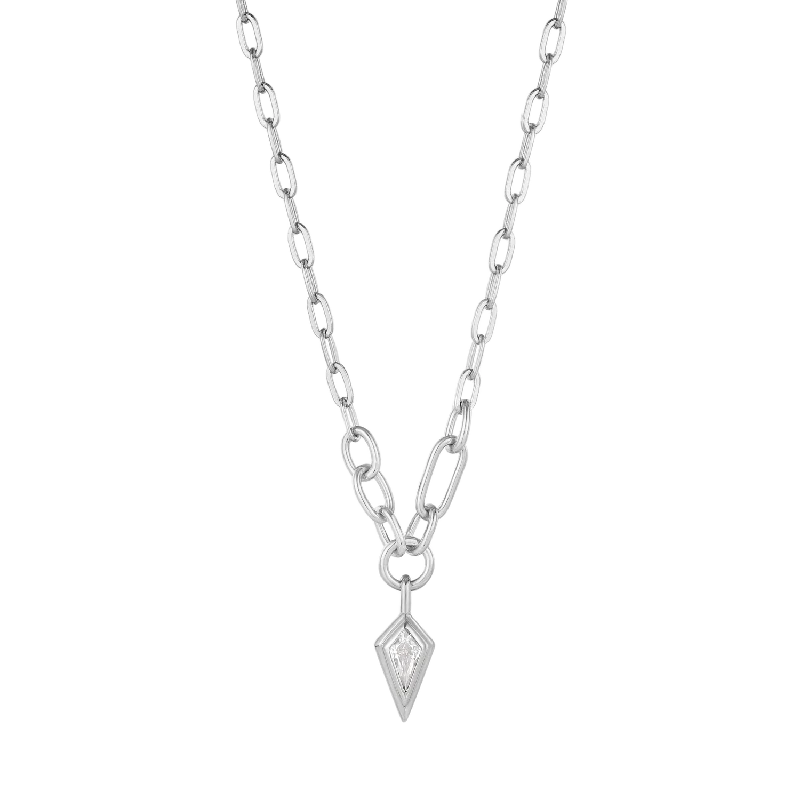 Ladies Necklaces in Rose Spark-Sparkle Drop Chunky Chain Necklace in Silver by Ania Haie