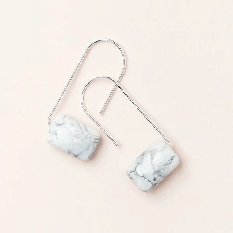 Ladies Sophisticated Drop Earrings -Scout Curated Wears : Floating Stone Earring - Howlite/Silver