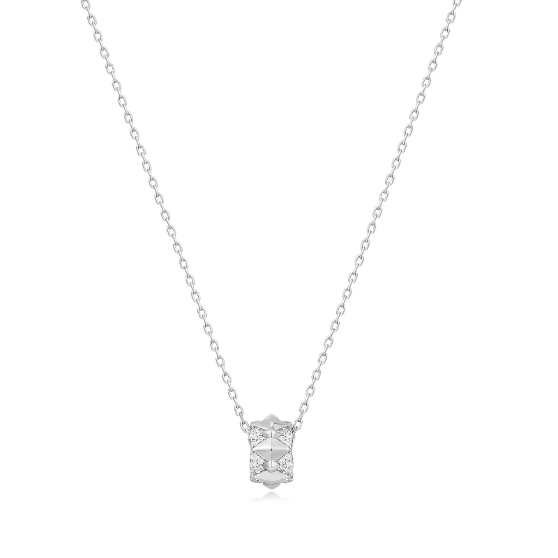 Ladies Necklaces with Gold Milarite-Geometric Sparkle Solitaire Necklace in SIlver by Ania Haie