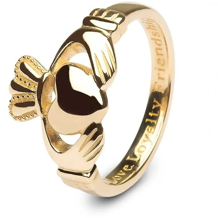 Ladies Cosmic Dust Rings -Ladies 10K Gold Claddagh Ring 10L92 MADE IN IRELAND