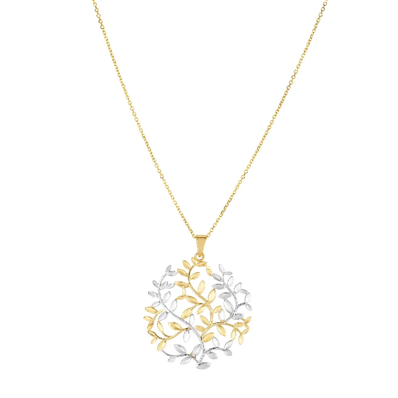 Ladies Necklaces with Key Spark-14K Two-tone Gold Tree of Life Necklace