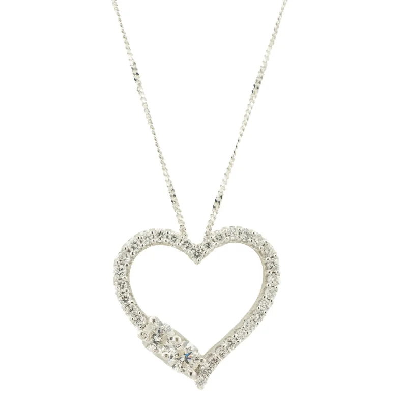 Ladies Necklaces for Chef Spark-Ever Us 0.55ctw Diamond Accented Heart Pendant with Chain Necklace in 14K White Gold