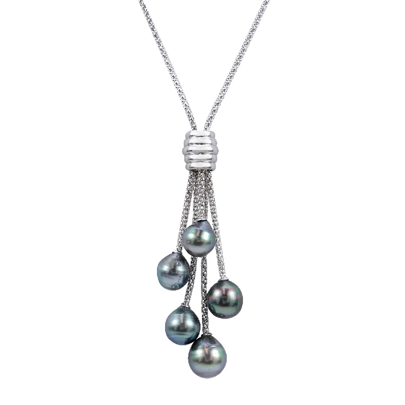 Ladies Necklaces for Student Spark-Sterling Silver Tahitian Pearl Necklace