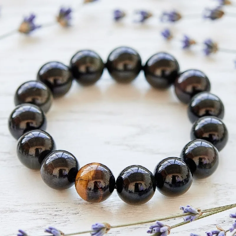 Ladies Bracelets with Spiral Shine-Black Onyx And Tiger's Eye Bracelet