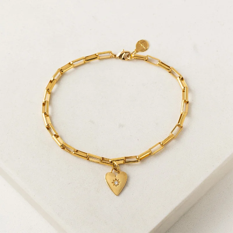 Ladies Bracelets with Bloom Glow-Gold Plated Verona Starburst Heart Bracelet